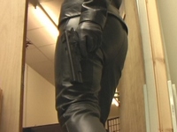 Girl-in-leather-pants-and-leather-gloves-with-jacket-and-boots