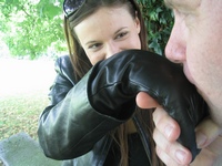 Girl-in-leather-pants-and-leather-gloves-with-jacket-and-boots