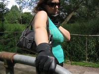 Girl-in-leather-pants-and-leather-gloves-with-jacket-and-boots